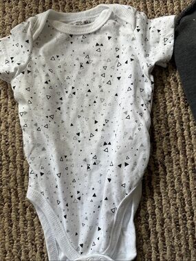 Classic White Baby Bodysuit with Black Triangle Print